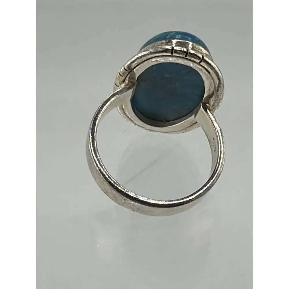 Oval Blue Apatite Sterling Silver Ring Artisan Jewelry 8